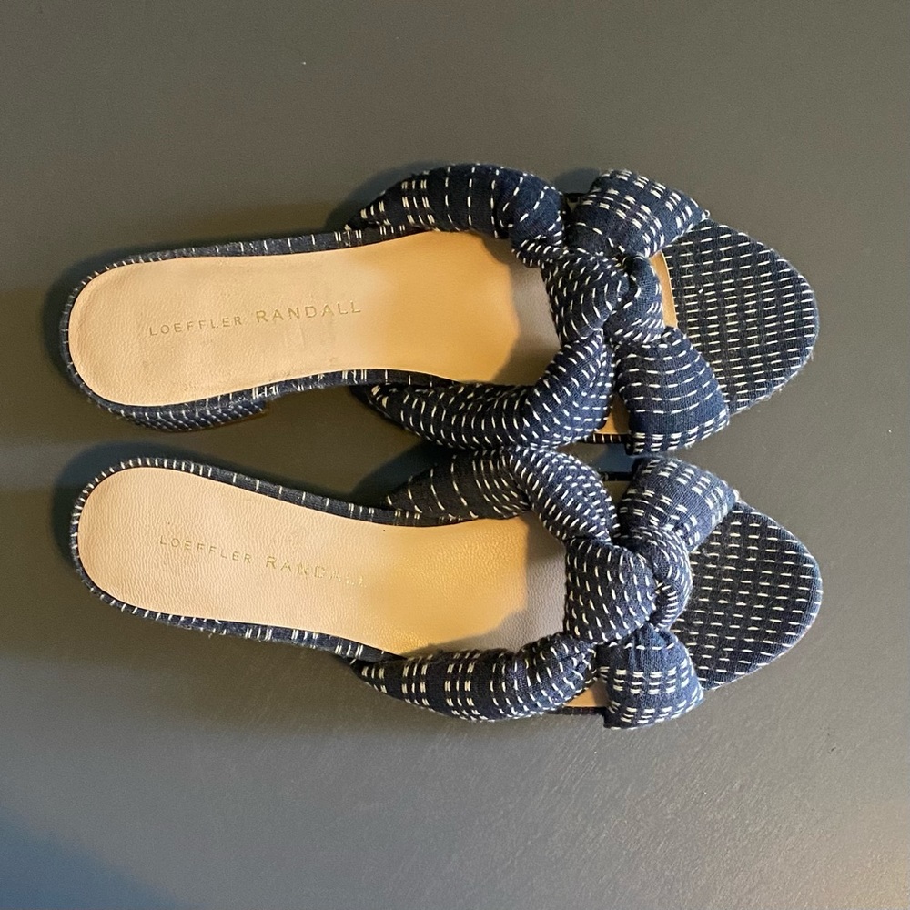 LOEFFLER RANDALL
Elsie Sandal in Blue and White | Worn ONCE | size 6.5